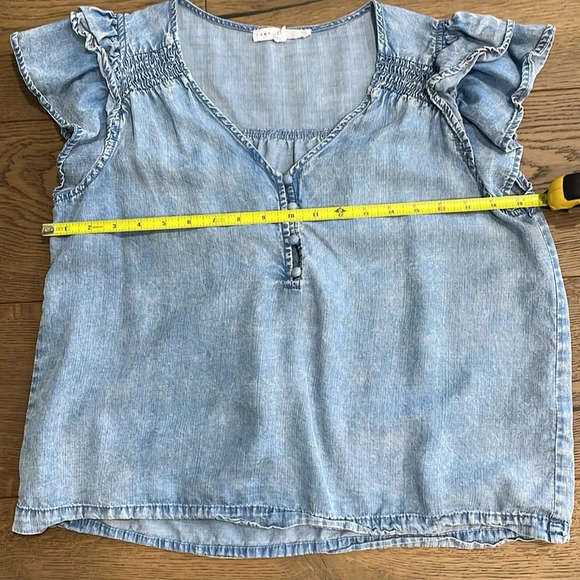 Jane + Delancey Women’s Denim Chambray Blue Casual Flowy Short Sleeve Top Size S - Picture 6 of 8